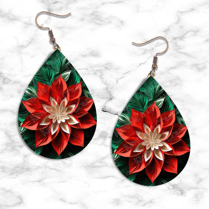 3D Poinsettia Teardrop Earring Collection - Kimmie's Creations L.L.C.