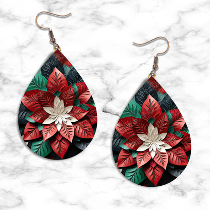 3D Poinsettia Teardrop Earring Collection - Kimmie's Creations L.L.C.