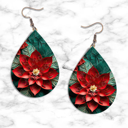 3D Poinsettia Teardrop Earring Collection - Kimmie's Creations L.L.C.