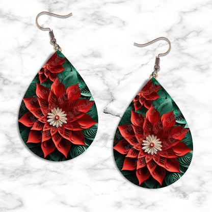 3D Poinsettia Teardrop Earring Collection - Kimmie's Creations L.L.C.