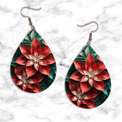 3D Poinsettia Teardrop Earring Collection - Kimmie's Creations L.L.C.