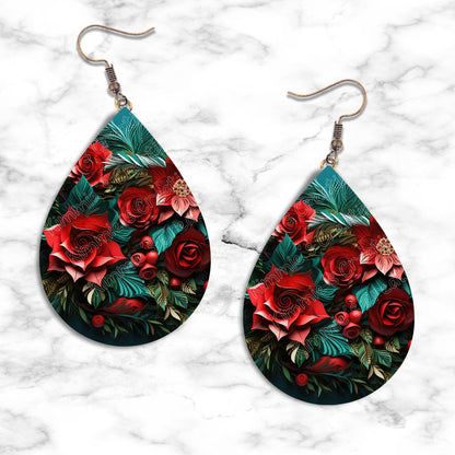 3D Poinsettia Teardrop Earring Collection - Kimmie's Creations L.L.C.