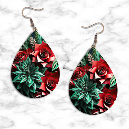 3D Poinsettia Teardrop Earring Collection - Kimmie's Creations L.L.C.