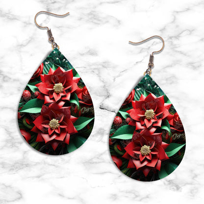 3D Poinsettia Teardrop Earring Collection - Kimmie's Creations L.L.C.