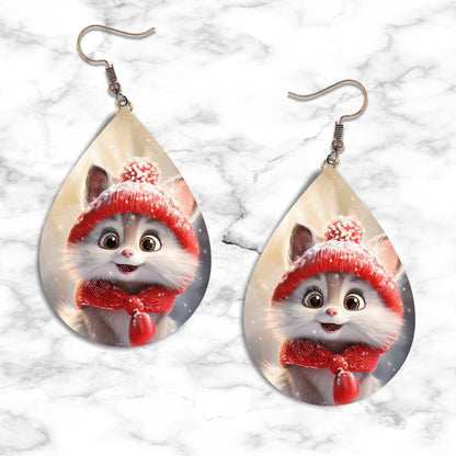 Kitten Winter Teardrop Earring Collection - 01 - jewelry