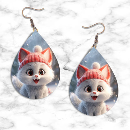 Kitten Winter Teardrop Earring Collection - 03 - jewelry