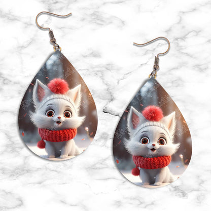 Kitten Winter Teardrop Earring Collection - 04 - jewelry