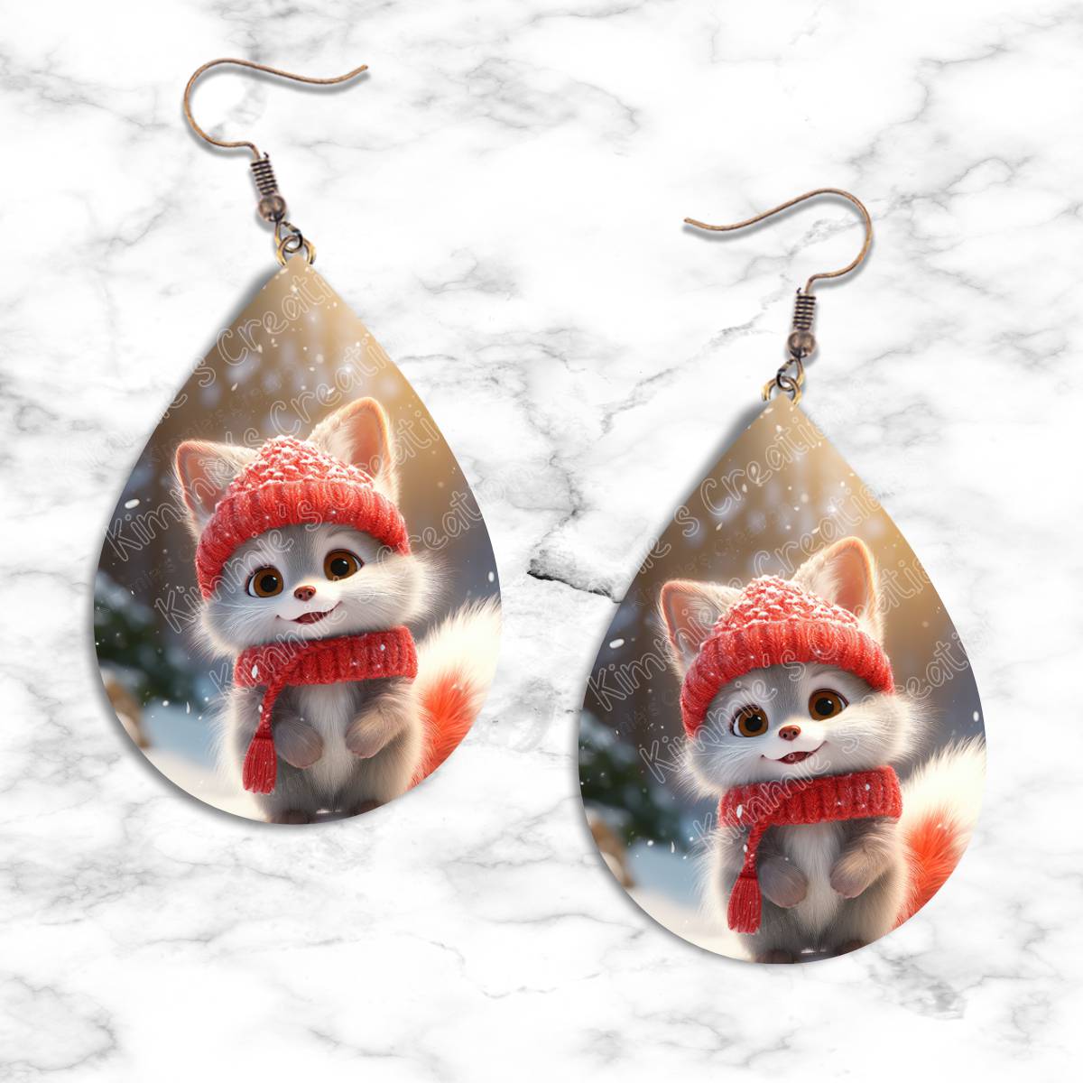 Kitten Winter Teardrop Earring Collection - 07 - jewelry