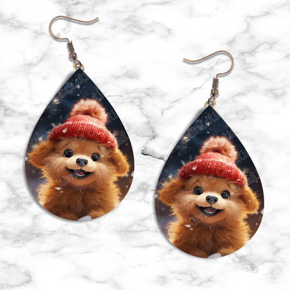 Puppy Winter Teardrop Earring Collection - 03 - jewelry