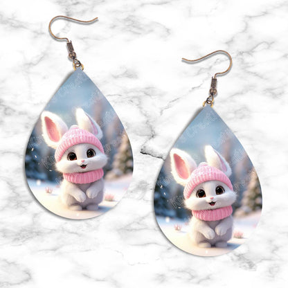 Winter Rabbit Teardrop Earring Collection - 01 - jewelry