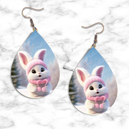 Winter Rabbit Teardrop Earring Collection - 03 - jewelry
