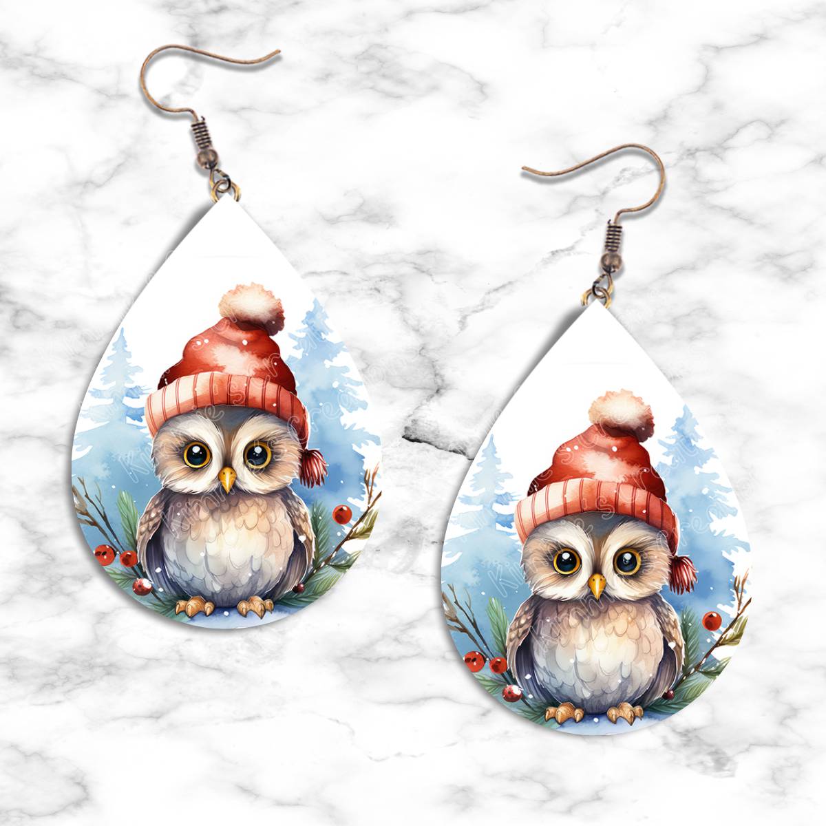 Christmas Owl Teardrop Earring Collection - 04 - jewelry