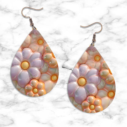 3D Flower Design Teardrop Earrings - Kimmie's Creations L.L.C.