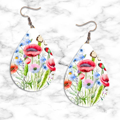Watercolor Wildflowers Teardrop Earring Collection - 01 - jewelry