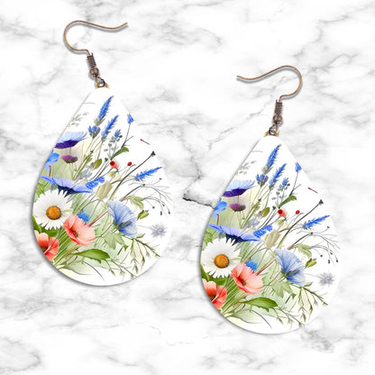 Watercolor Wildflowers Teardrop Earring Collection - 08 - jewelry