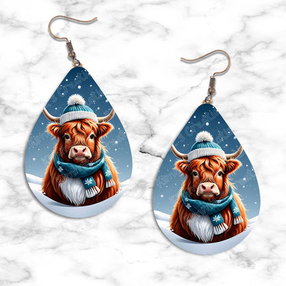 Highland Cow Winter Teardrop Earring Collection - Kimmie's Creations L.L.C.