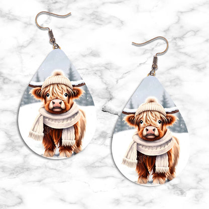 Highland Cow Winter Teardrop Earring Collection - Kimmie's Creations L.L.C.