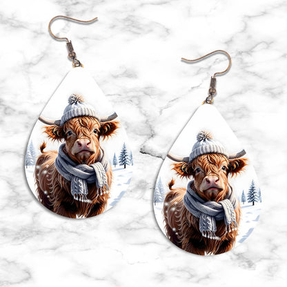 Highland Cow Winter Teardrop Earring Collection - Kimmie's Creations L.L.C.