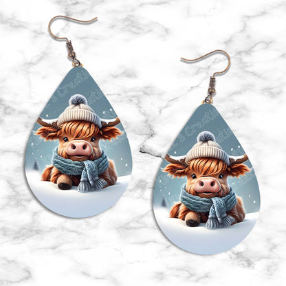 Highland Cow Winter Teardrop Earring Collection - Kimmie's Creations L.L.C.