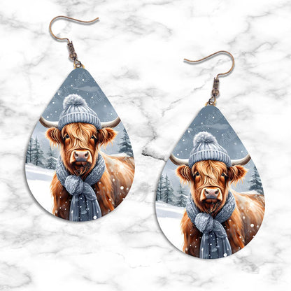 Highland Cow Winter Teardrop Earring Collection - Kimmie's Creations L.L.C.