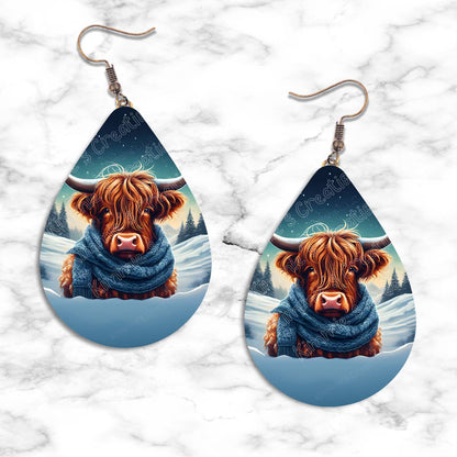 Highland Cow Winter Teardrop Earring Collection - Kimmie's Creations L.L.C.