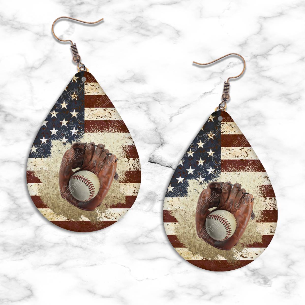 Baseball Patriot Teardrop Earrings - Standard - jewelry