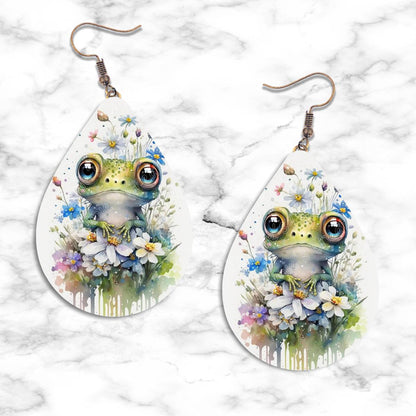 Watercolor Frog Teardrop Earring - jewelry