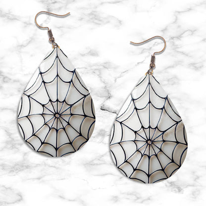 3D Spider Web Teardrop Earring - jewelry