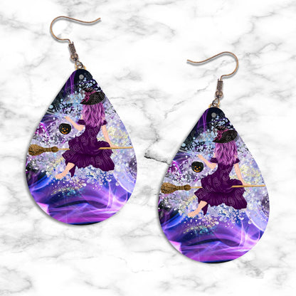 Broomstick Witch Teardrop Earring - jewelry