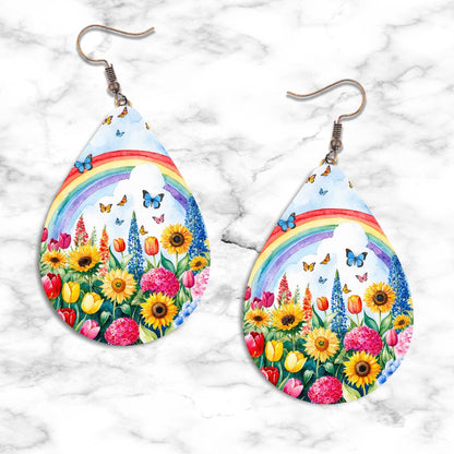 Lush Garden in Watercolor Teardrop Earrings - Kimmie's Creations L.L.C.