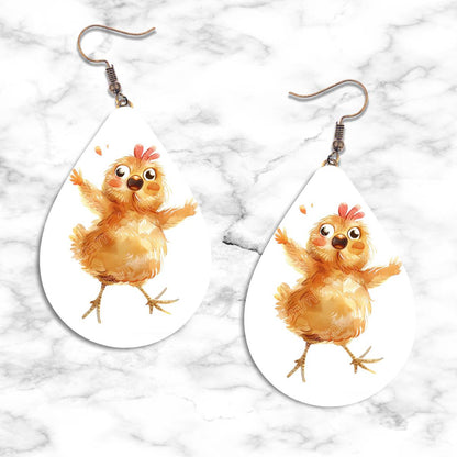 Silly Chicken Teardrop Earrings - Kimmie's Creations L.L.C.