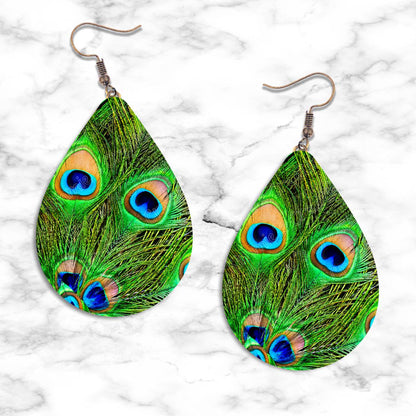 Peacock Feathers Teardrop Earrings - Kimmie's Creations L.L.C.