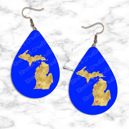 SW Michigan Heart Teardrop Earrings - Kimmie's Creations L.L.C.
