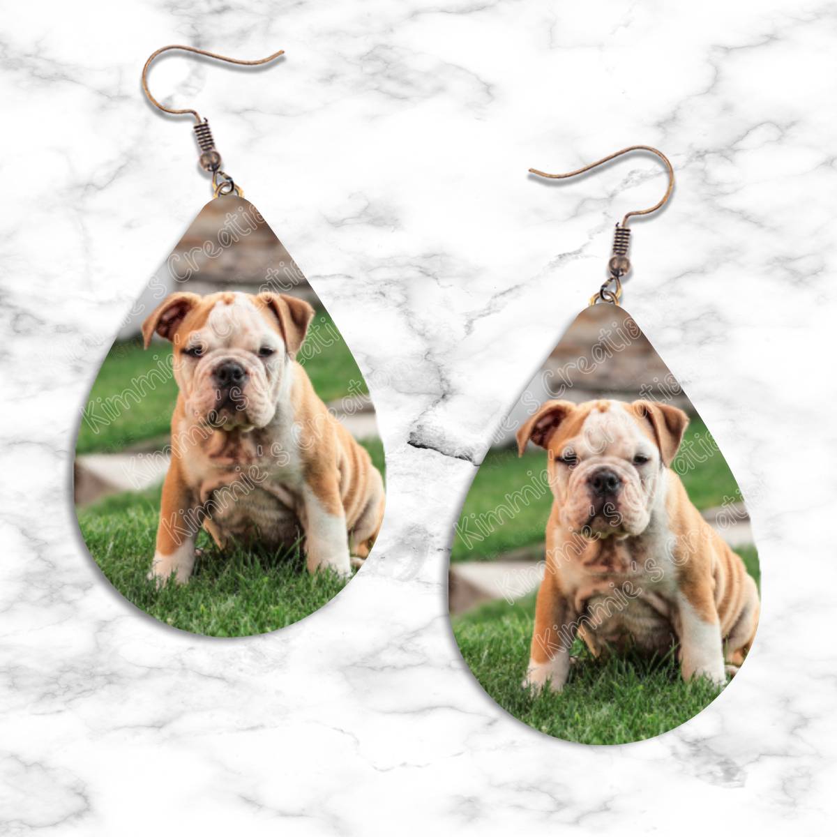 Bulldog Puppy Teardrop Earrings - jewelry