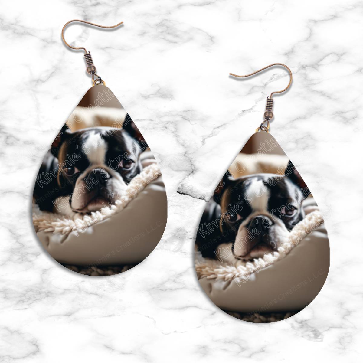 Boston Terrier Teardrop Earrings - jewelry