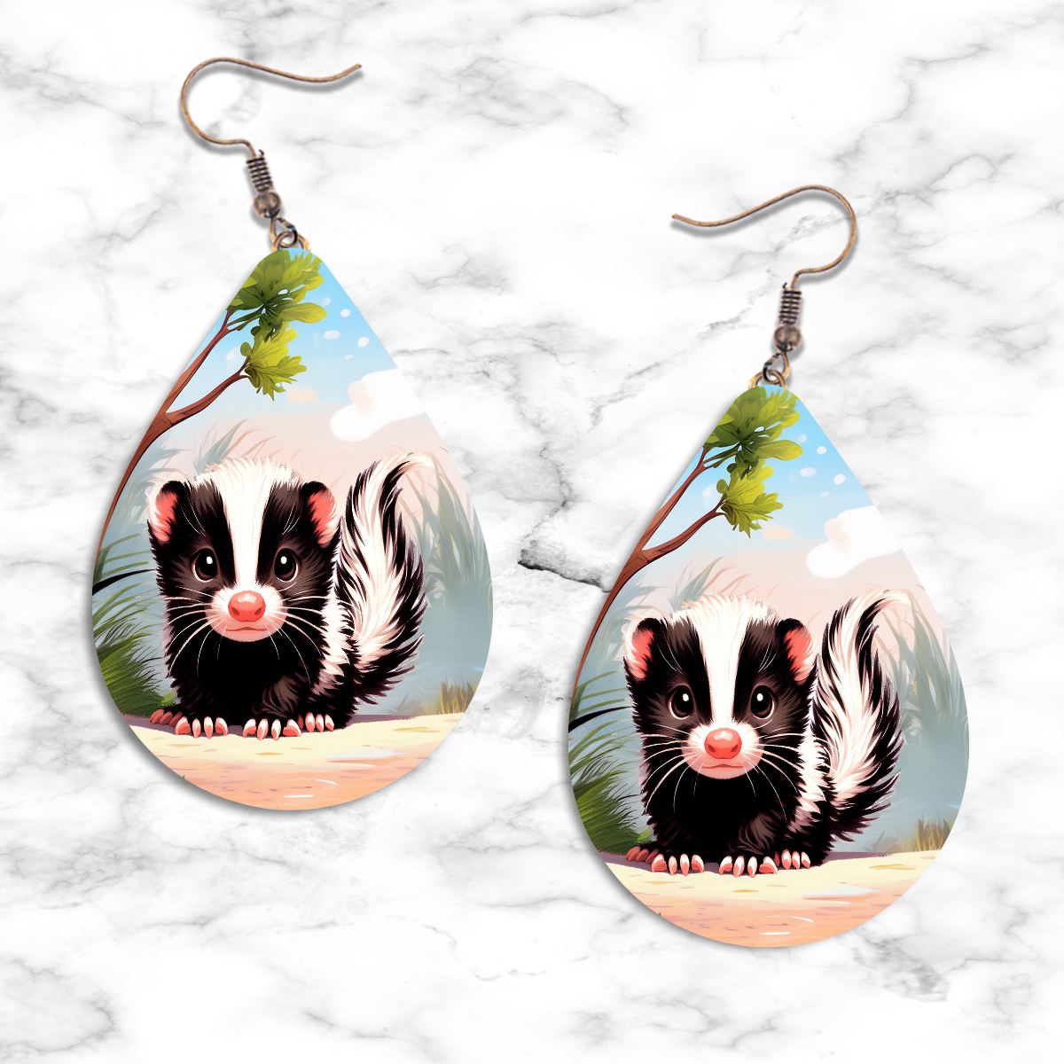 Cute Skunk Teardrop Earrings