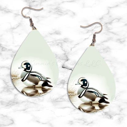 Welsh Harlequin Duck Teardrop Earrings
