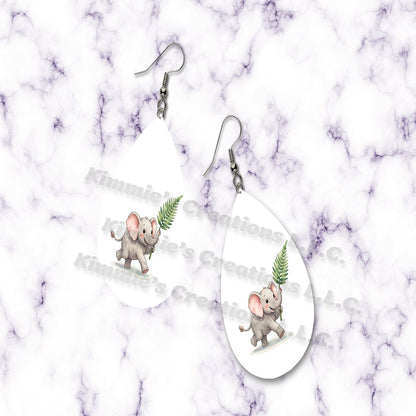Cute Baby Elephant Teardrop Earrings
