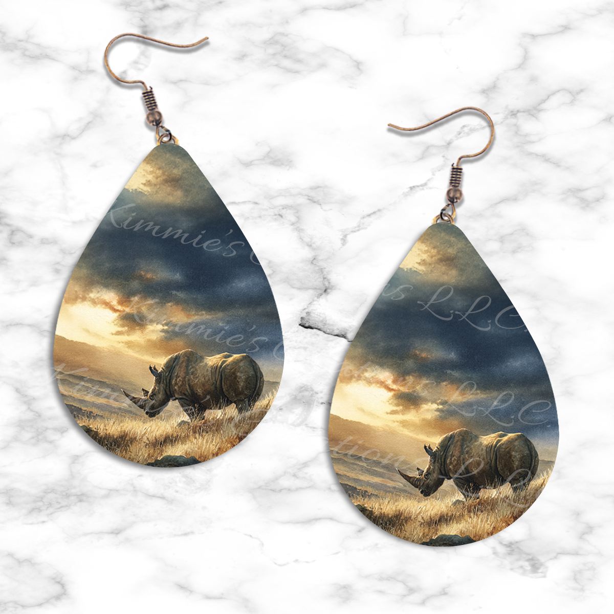 Rhino Safari Teardrop Earrings