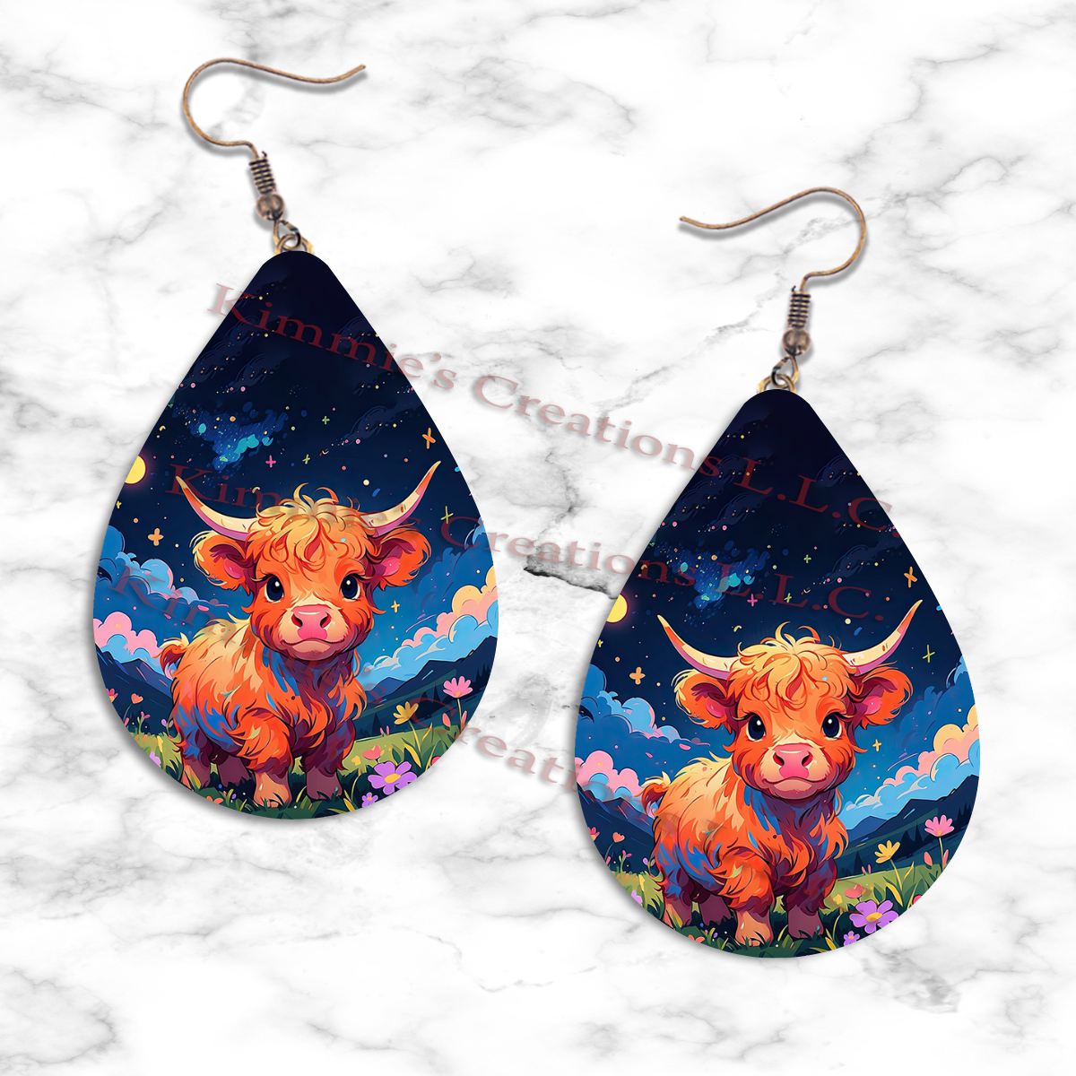 Cute Highland Cows Teardrop Earrings