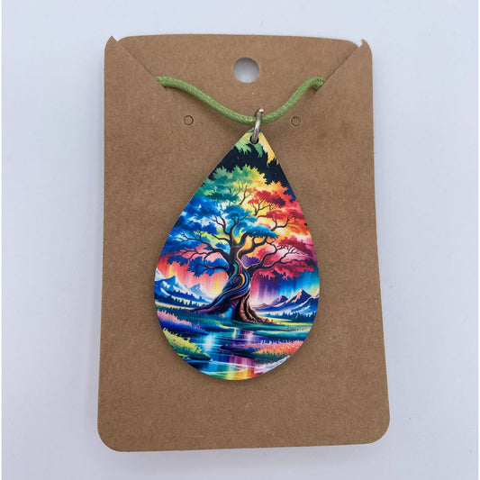 Magical Aurora Tree Teardrop Necklace