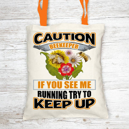 Caution Beekeeper Run Tote Bag with Cosmetic - tote