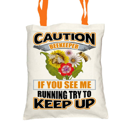 Caution Beekeeper Run Tote Bag with Cosmetic - tote
