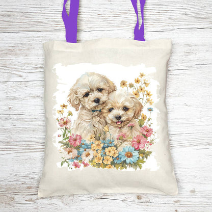 Floral Dog Tote Bag with Cosmetic - tote