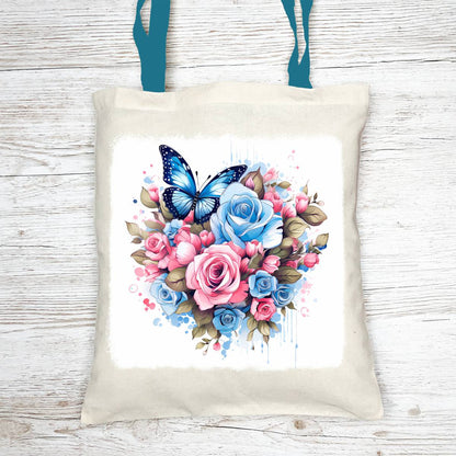 Butterfly and Roses Tote Bag with Cosmetic Bag - Kimmie's Creations L.L.C.