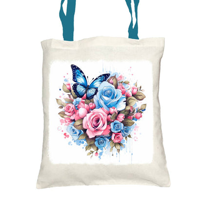 Butterfly and Roses Tote Bag with Cosmetic Bag - Kimmie's Creations L.L.C.