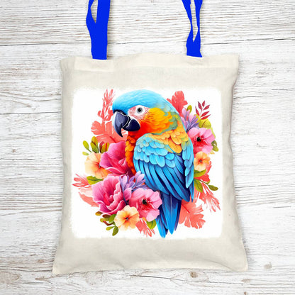 Floral Parrot Tote Bag with Cosmetic - tote