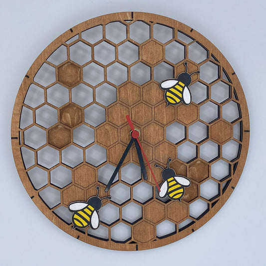 Three Bees & Honeycomb Clock