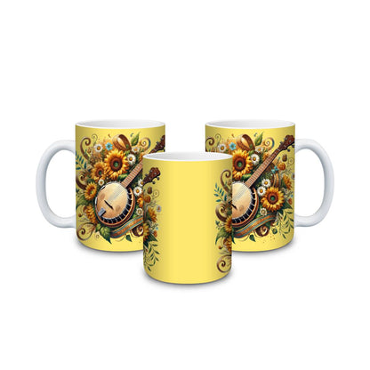 Banjo on Floral Background Mug - Kimmie's Creations L.L.C.