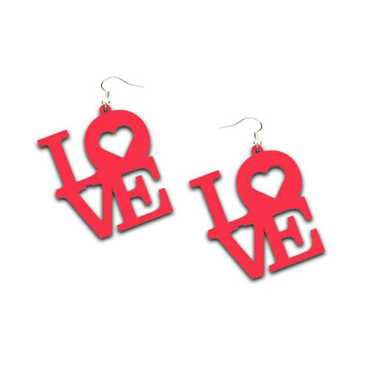 Love collection of Laser Cut Earrings - 01 / Red - jewelry